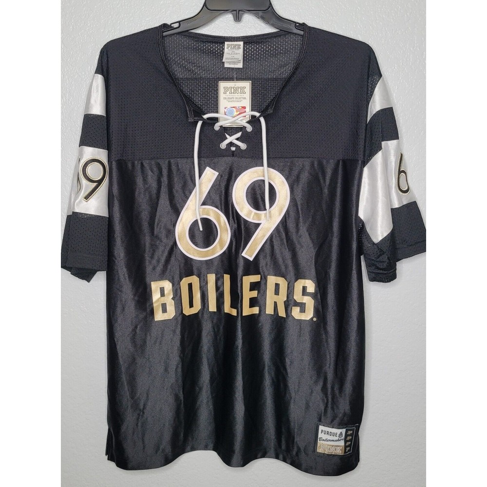 NWT Victoria Secret Pink 69 Perdue Boilers Collegiate Collection Black Jersey L